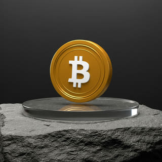 Goldene Bitcoin-Münze BTC als Darstellung des Wertes von digitaler Währung