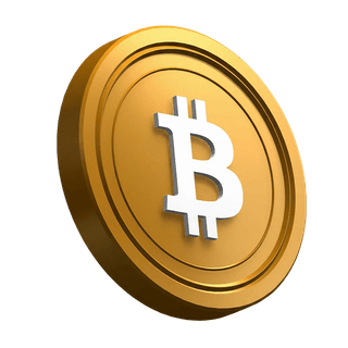 Im Hero-Bereich positionierte Bitcoin BTC Münze in geneigter Ausrichtung als visuelles Gestaltungselement